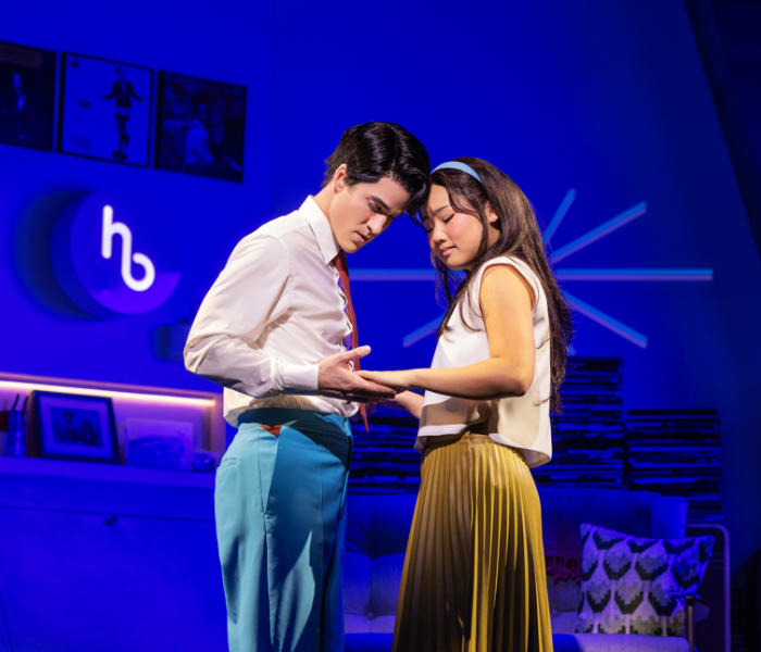 Darren Criss and Helen J Shen in Maybe Happy Ending on Broadway. Photo by Matthew Murphy and Evan Zimmerman.