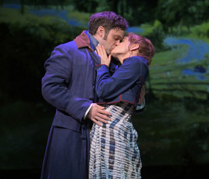 Justin Mortelliti and Mary Mattison in TheatreWorks Silicon Valley's musical adaptation of Pride and Prejudice, which is streaming this weekend for free. Photo by Kevin Berne. 