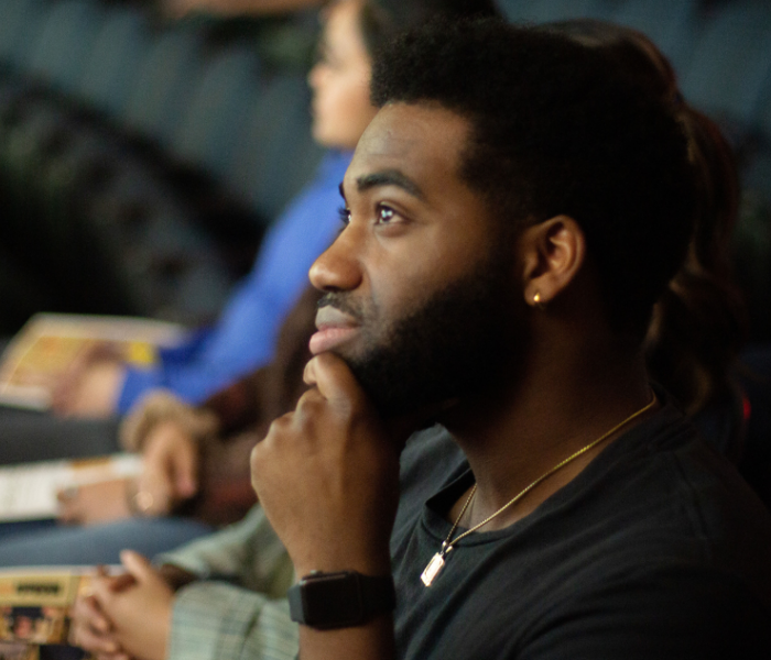 A participant in the 2024 August Wilson New Voices finals. Photo by Chazz Rolle.