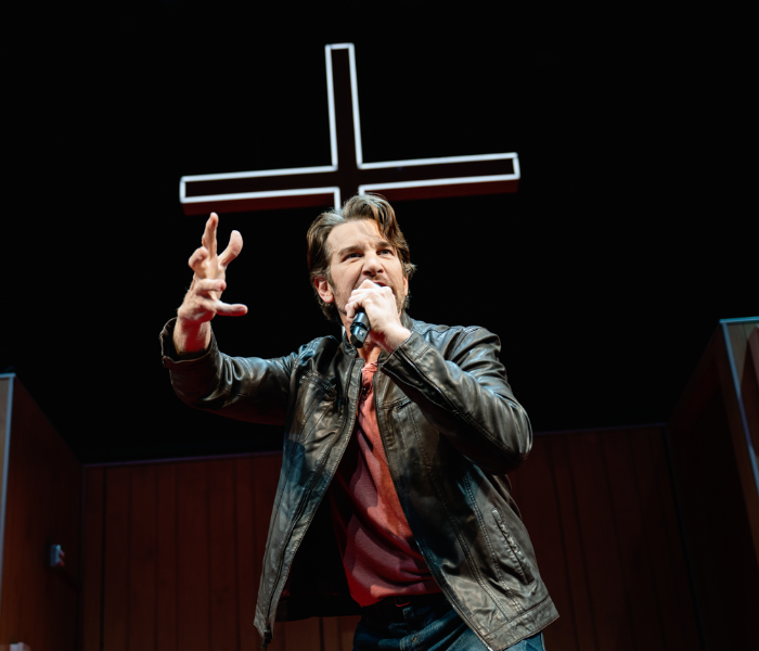 Andy Karl as Pastor Bill in Teeth at New World Stages. Photo by Valerie Terranova.