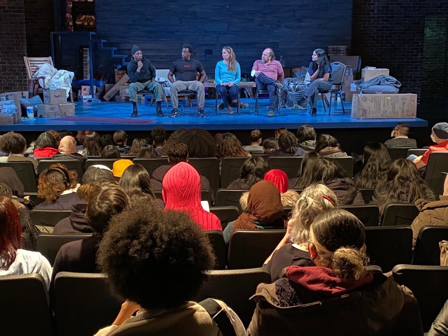 Students participating in a talkback at Long Day's Journey Into Night