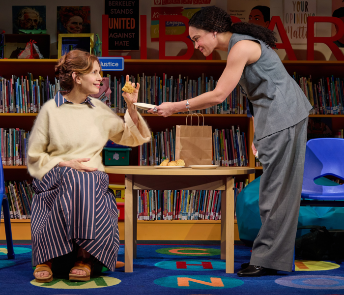 Jessica Hecht and Amber Gray in Eureka Day on Broadway. Photo by Jeremy Daniel.