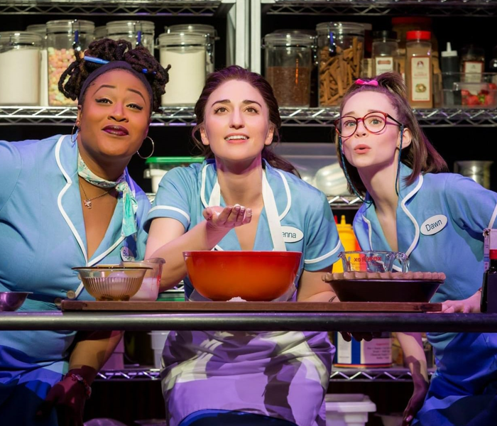 Charity Angél Dawson, Sara Bareilles and Caitlin Houlahan in Waitress: The Musical, which is streaming courtesy of National Theatre at Home. Photo by Jeremy Daniel. 