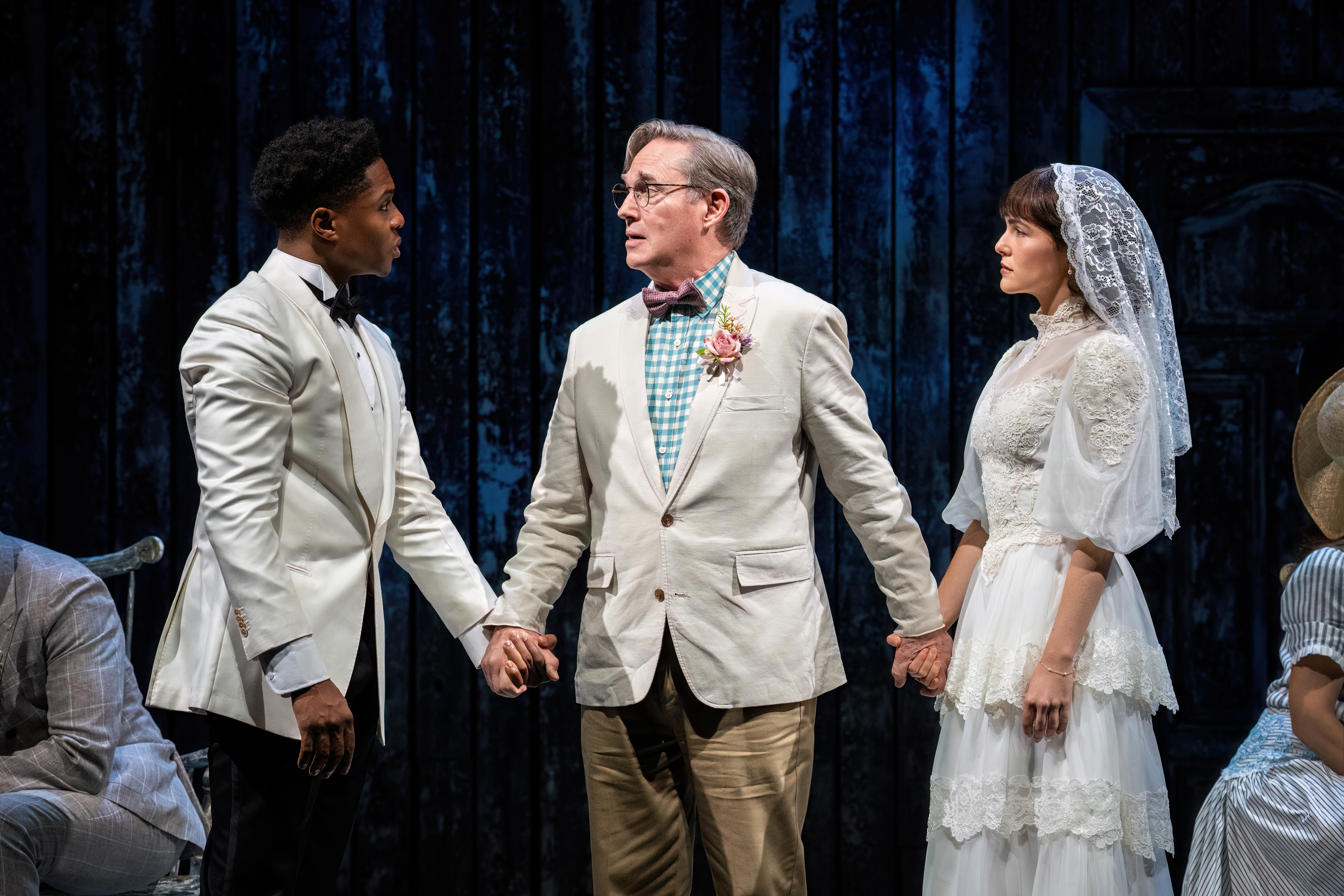 Ephraim Sykes, Richard Thomas and Zoey Deutch in Our Town. Photo by Daniel Rader.