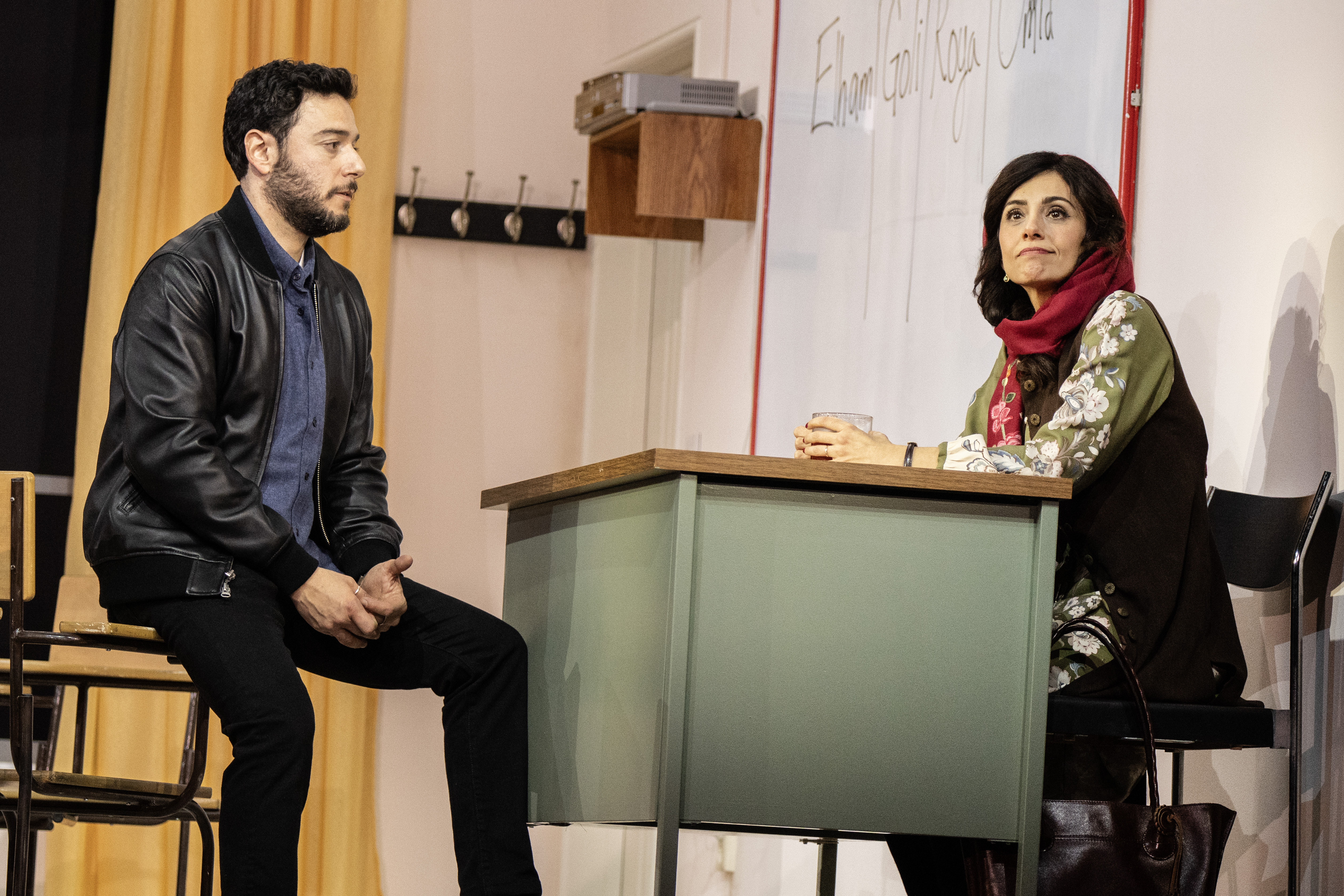 Hadi Tabbal and Marjan Neshat in English on Broadway. Photo by Joan Marcus.