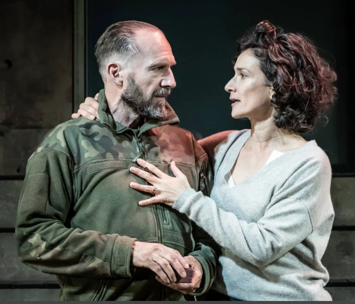 Ralph Fiennes and Indira Varma in Macbeth, which is streaming courtesy of National Theatre at Home. Photo Marc Brenner.